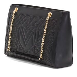 Love Moschino Black Quilted Shoulder Bag with Gold Chain